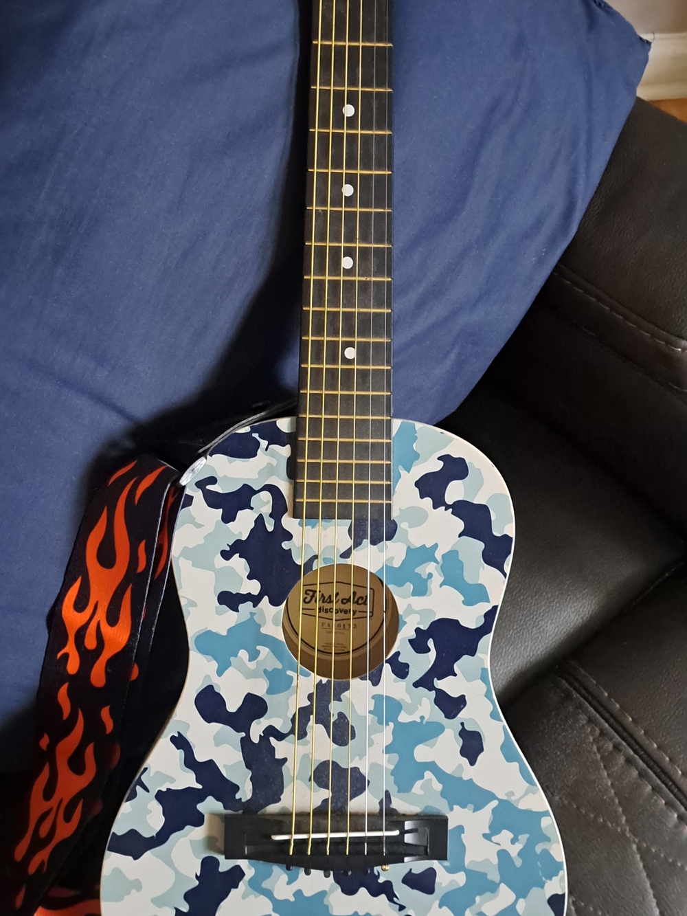 Blue Camo Kids Acoustic Guitar by
